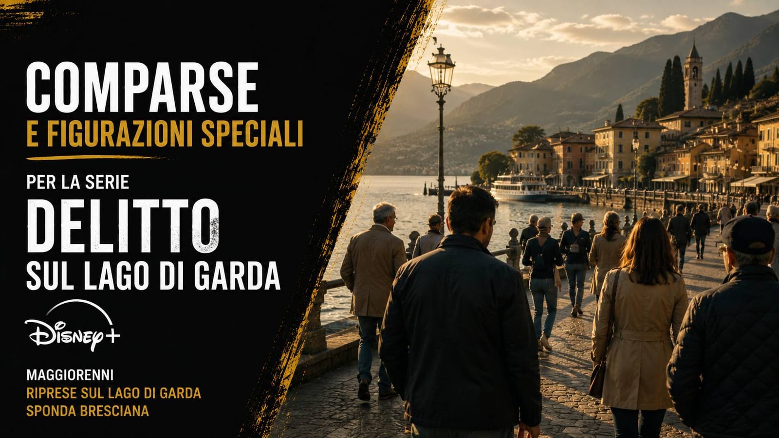 Casting comparse per serie Disney+ "Delitto sul Lago di Garda"