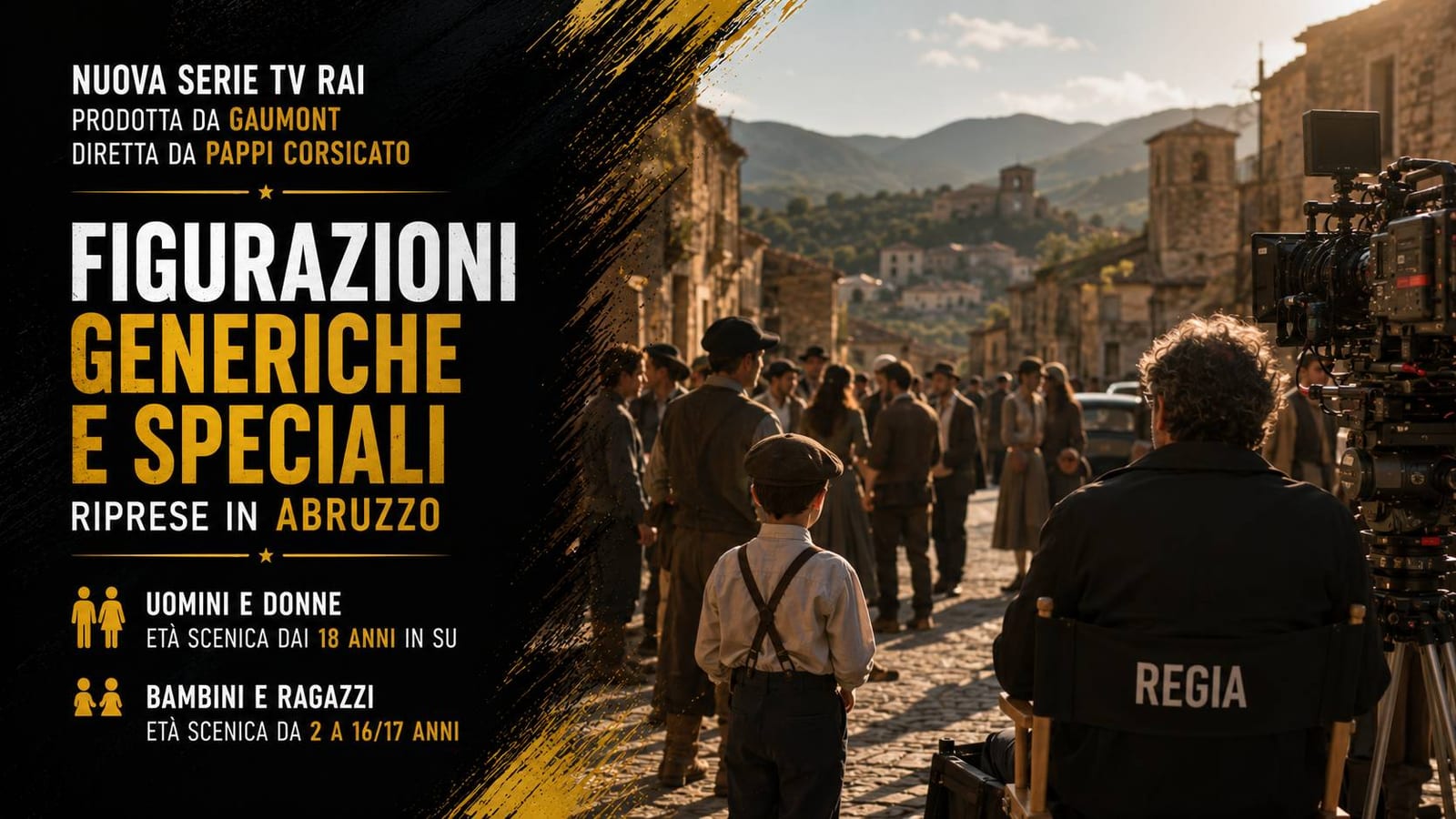 Casting figurazioni 2/75 anni per serie tv Rai a L'Aquila
