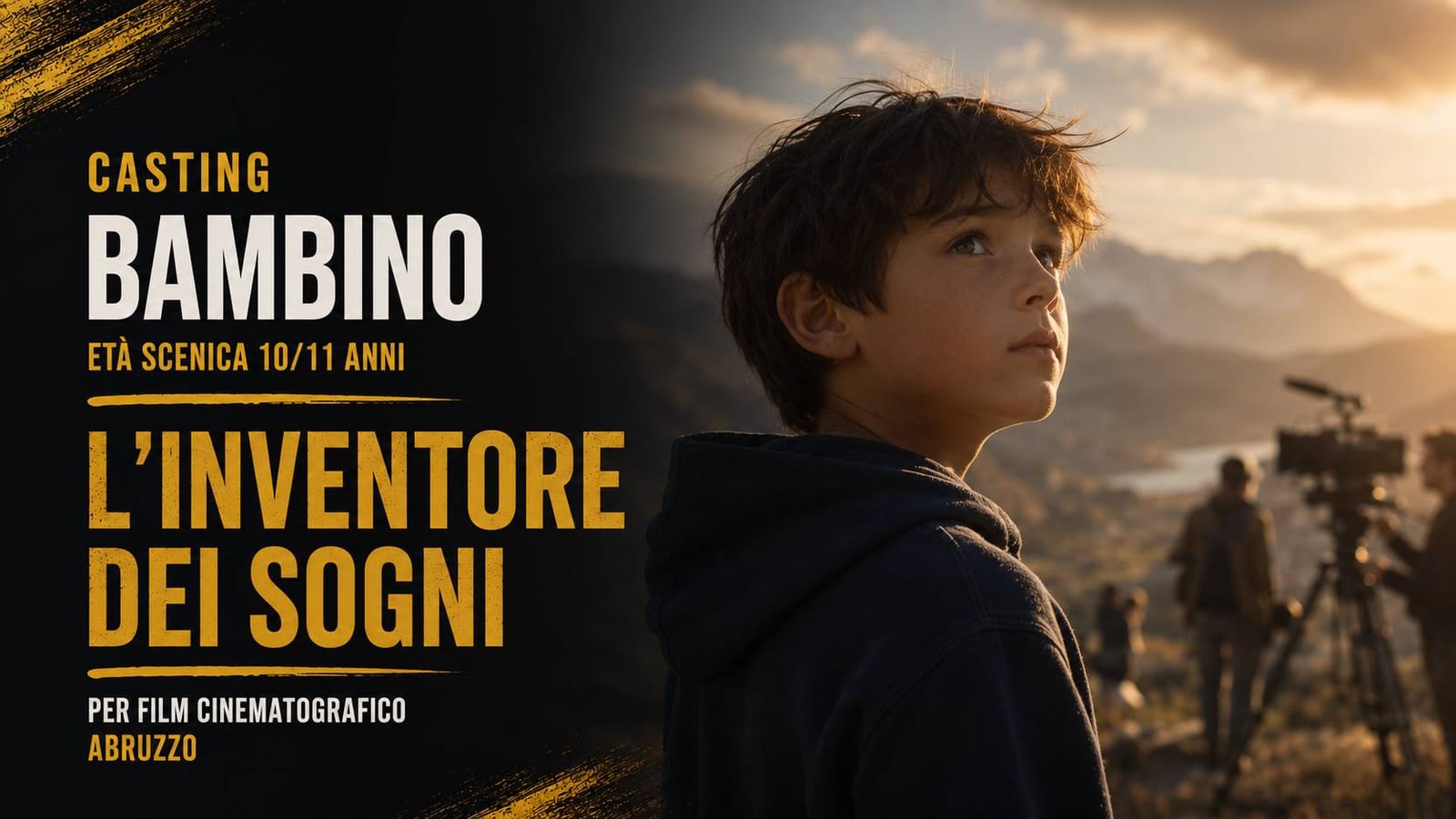 Casting bambino 10/11 anni per film "L'inventore dei sogni" in Abruzzo
