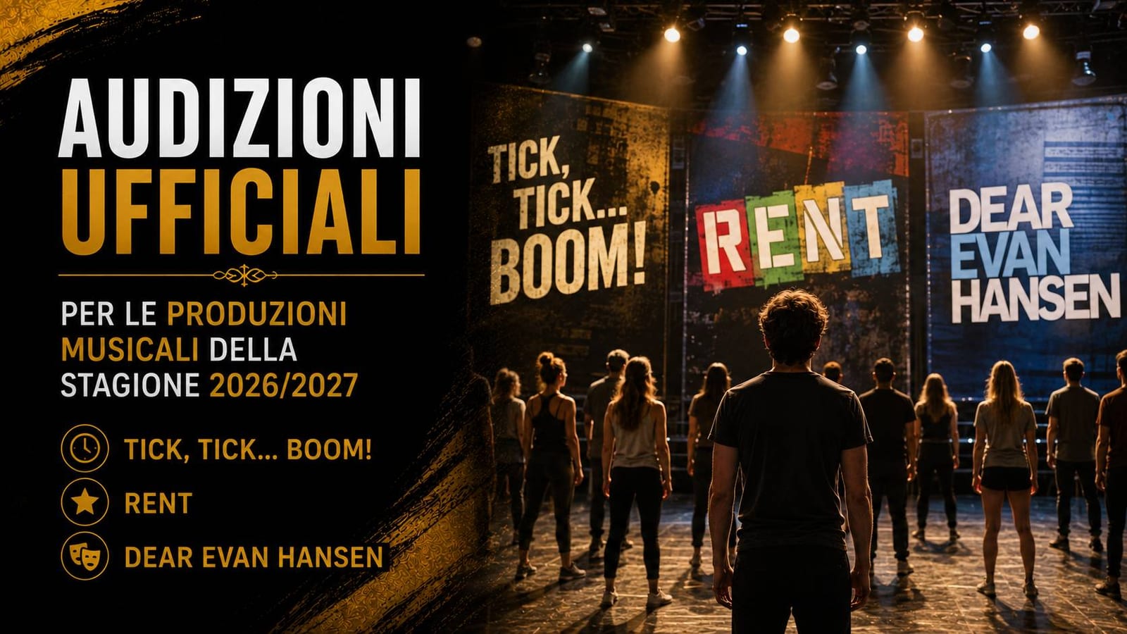Casting attori e cantanti per 3 musical