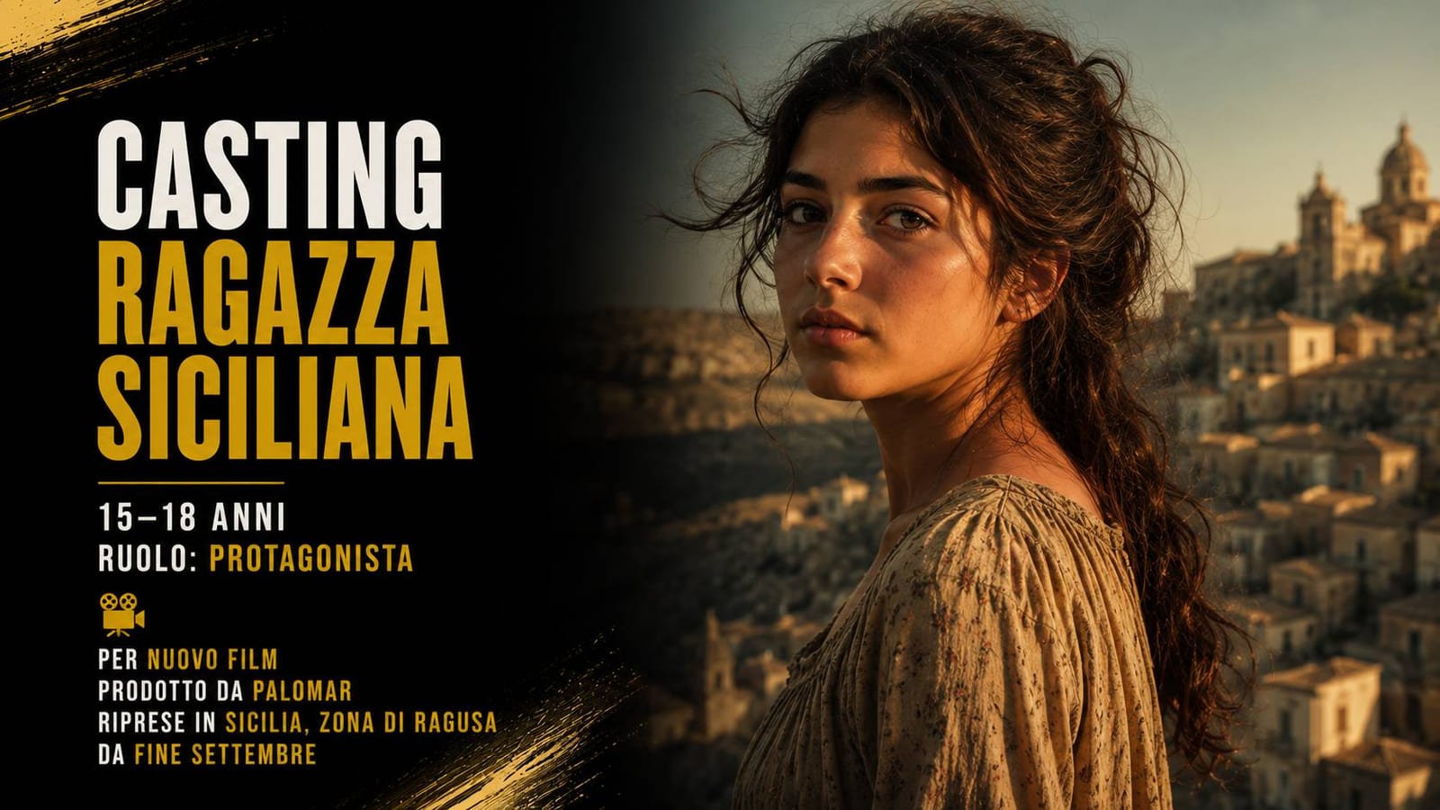 Casting ragazza siciliana 15/18 anni per film a Ragusa