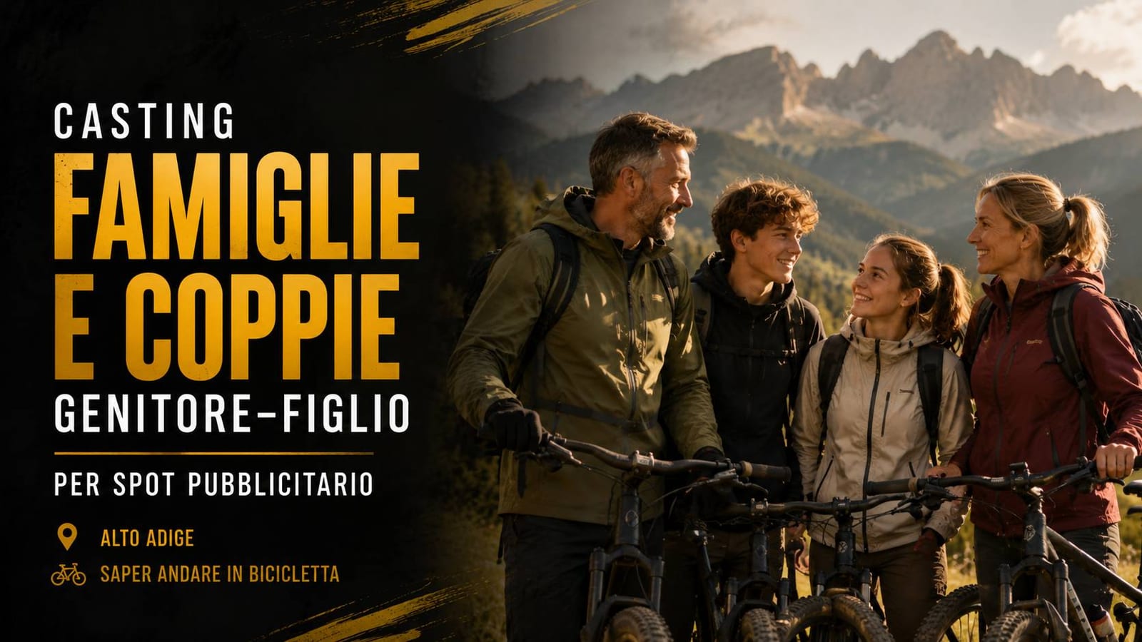 Casting famiglie e coppie genitore-figlio per spot in Alto Adige