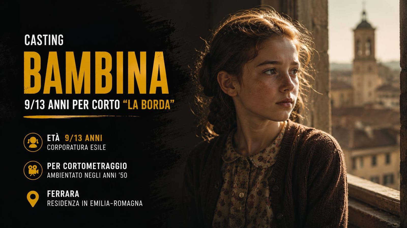 Casting bambina 9/13 anni per corto "La Borda" a Ferrara