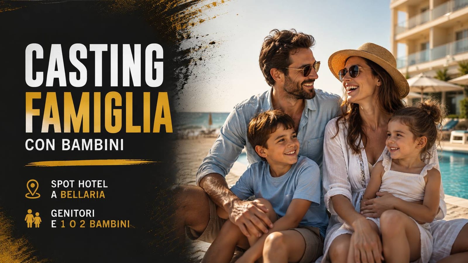Casting famiglia con bambini per spot hotel a Bellaria