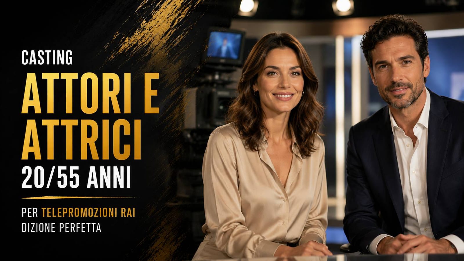 Casting attori e attrici 20/55 anni per telepromozioni Rai