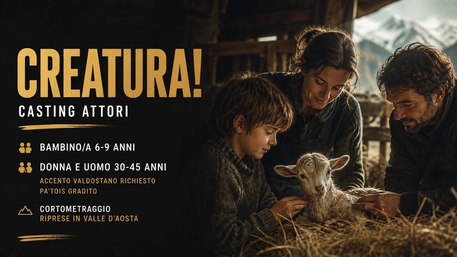 Casting bambini e attori per cortometraggio "Creatura!" in Valle d'Aosta