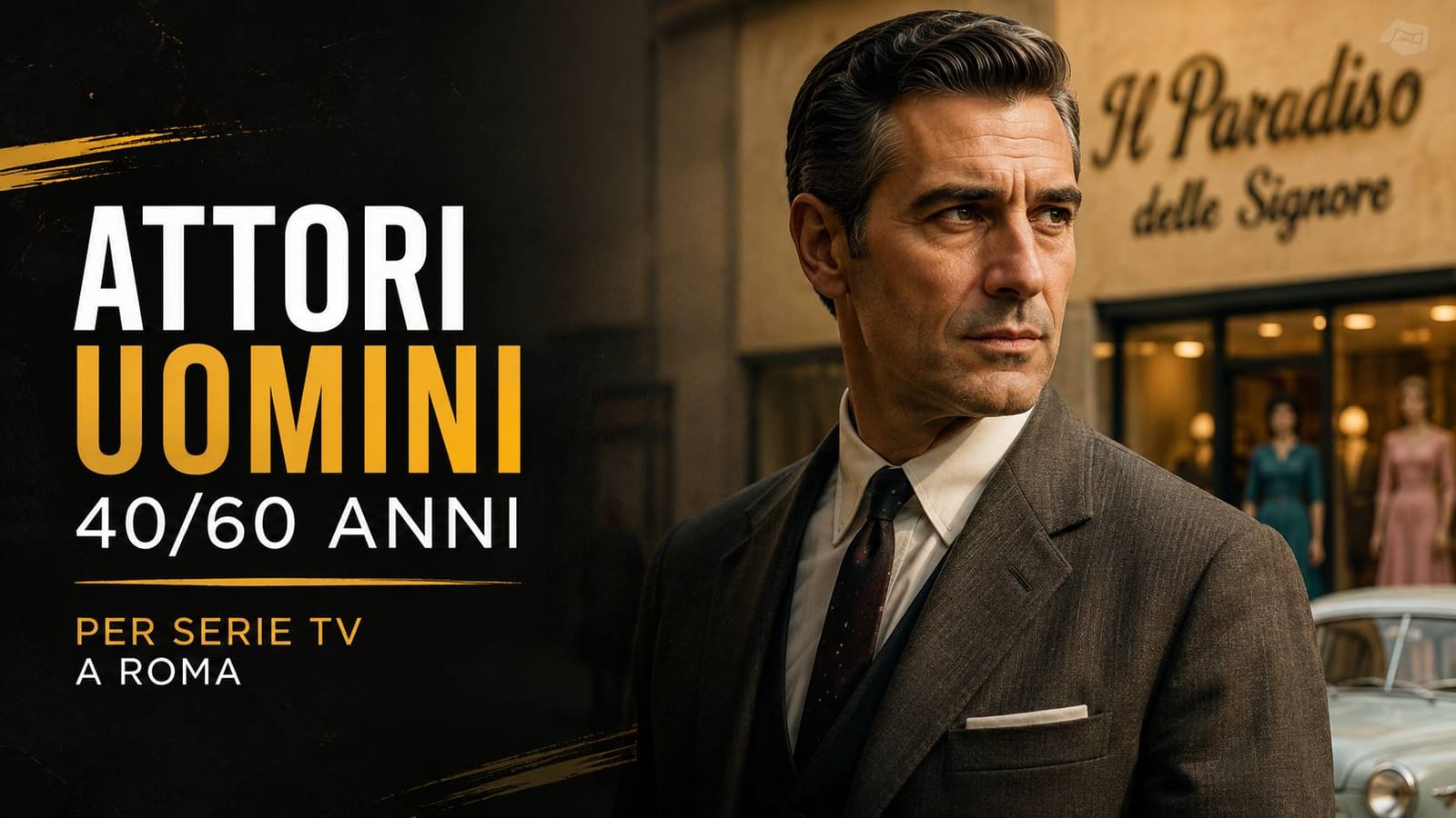 Casting attori uomini 40/60 anni per serie tv "Il Paradiso delle Signore" a Roma