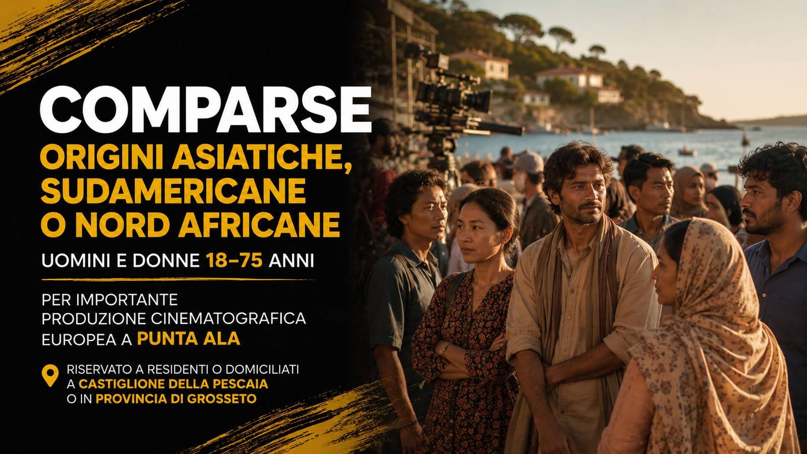 Casting figurazioni 18/75 anni per film a Punta Ala (Grosseto)