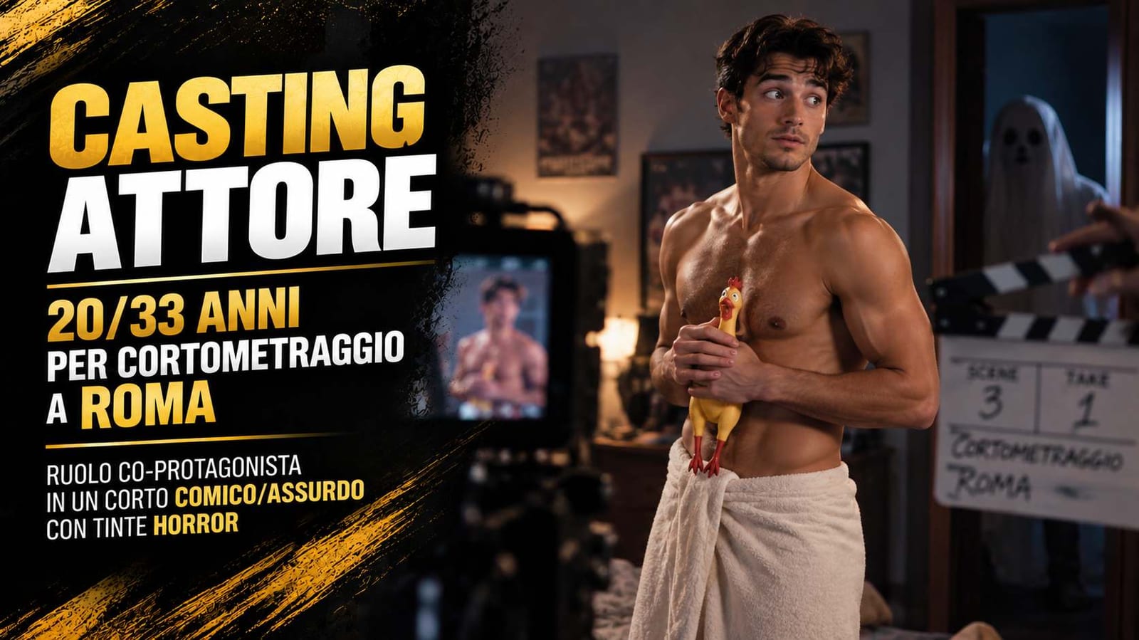 Casting attore 20/33 anni per cortometraggio comico/horror a Roma