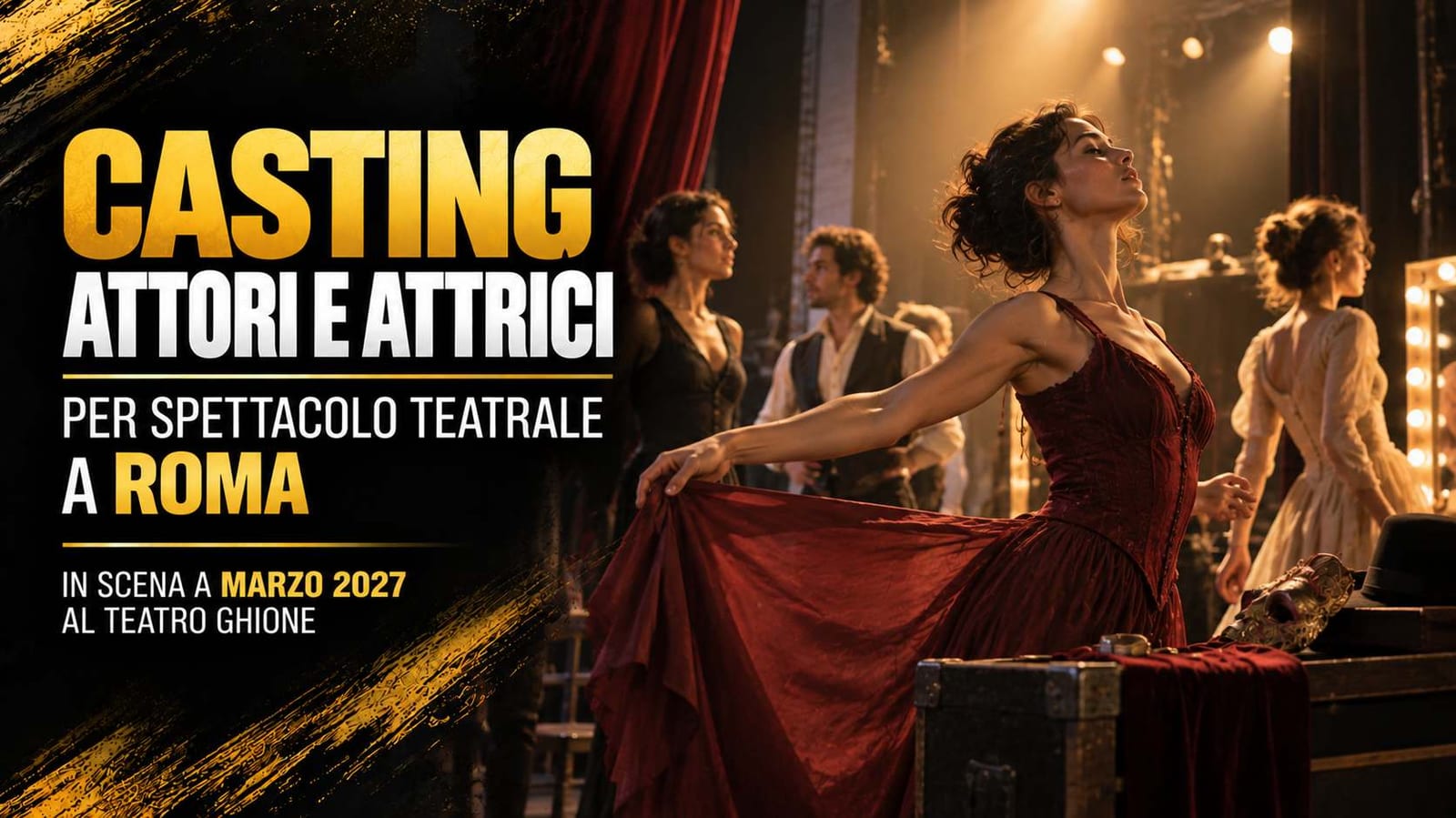 Casting attori e attrici 25/45 anni per spettacolo teatrale a Roma