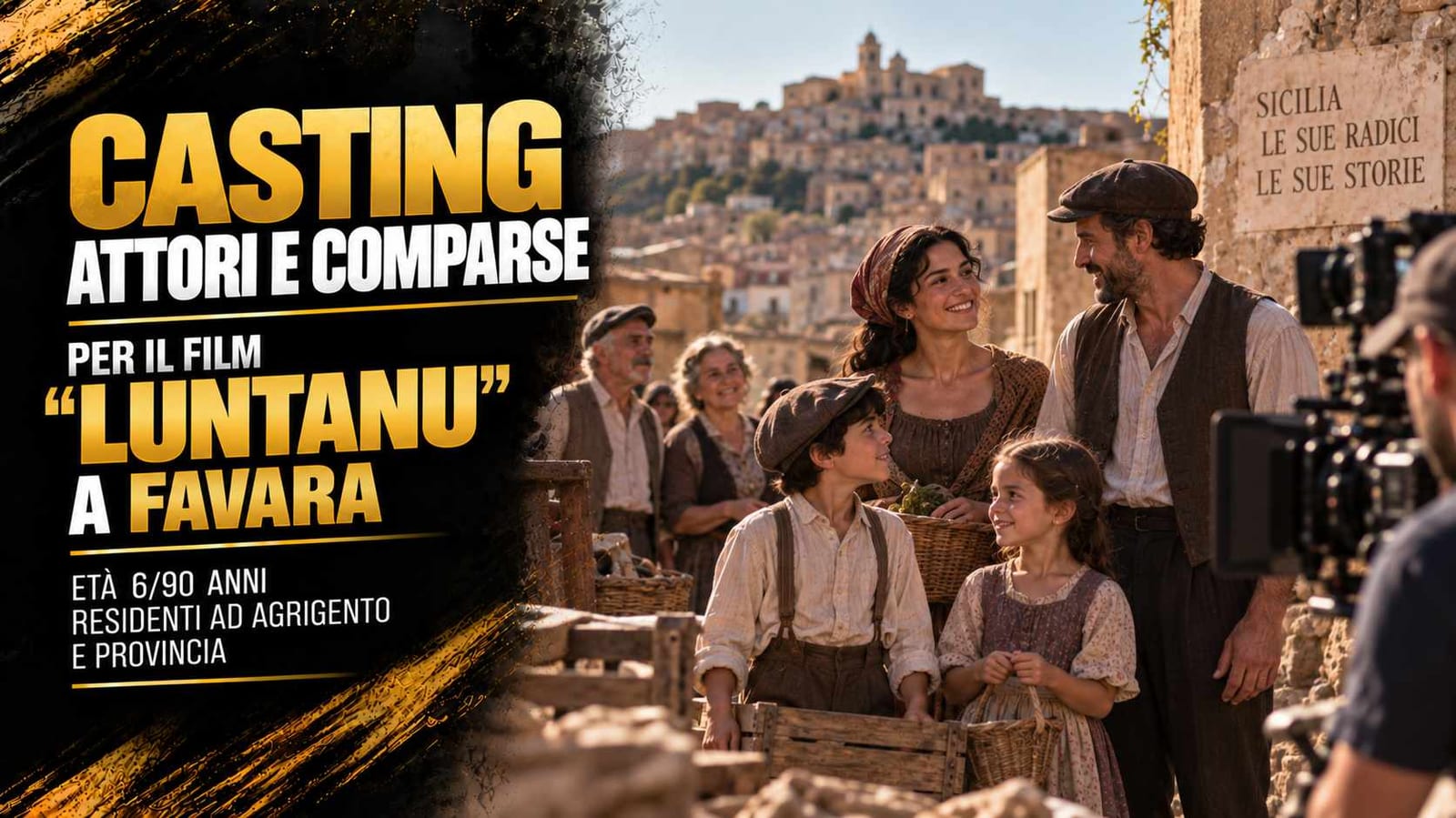 Casting attori e comparse 6/90 anni per film "Luntanu" a Favara