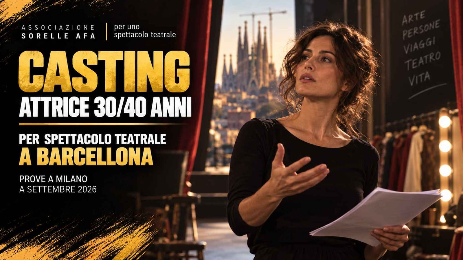 Casting attrice 30/40 anni per spettacolo teatrale a Milano