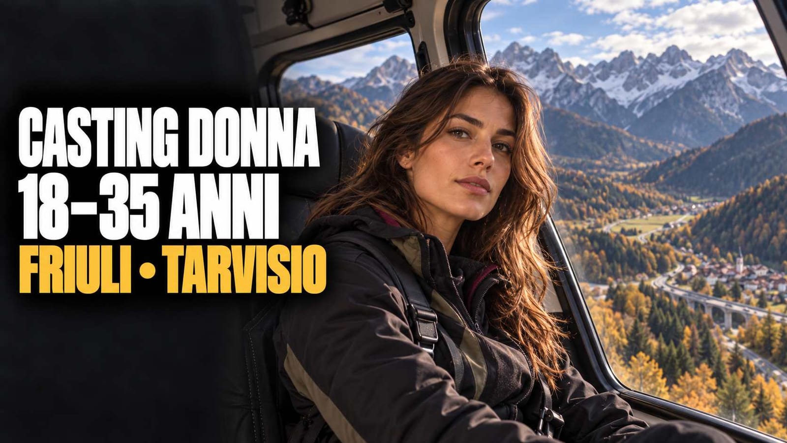 Casting donna 18/35 anni per riprese in elicottero in Friuli