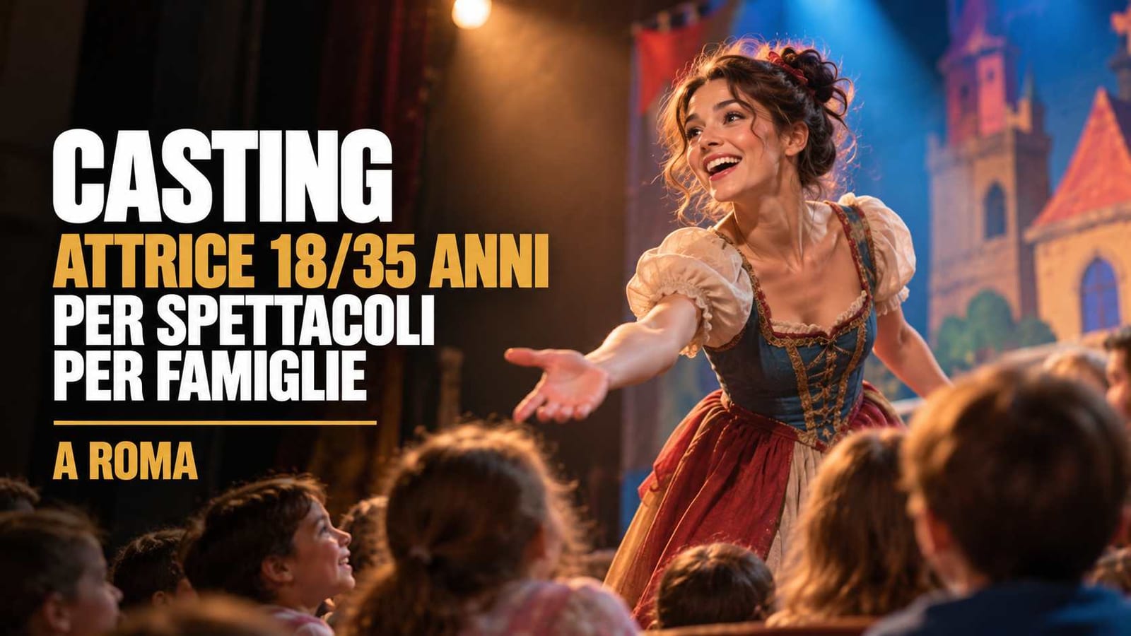 Casting attrice 18/35 anni per spettacoli per famiglie a Roma