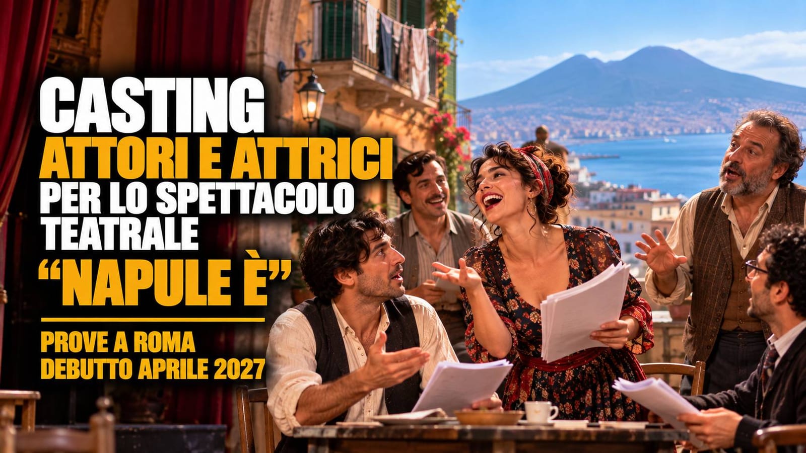 Casting attori e attrici per spettacolo "Napule è" a Roma