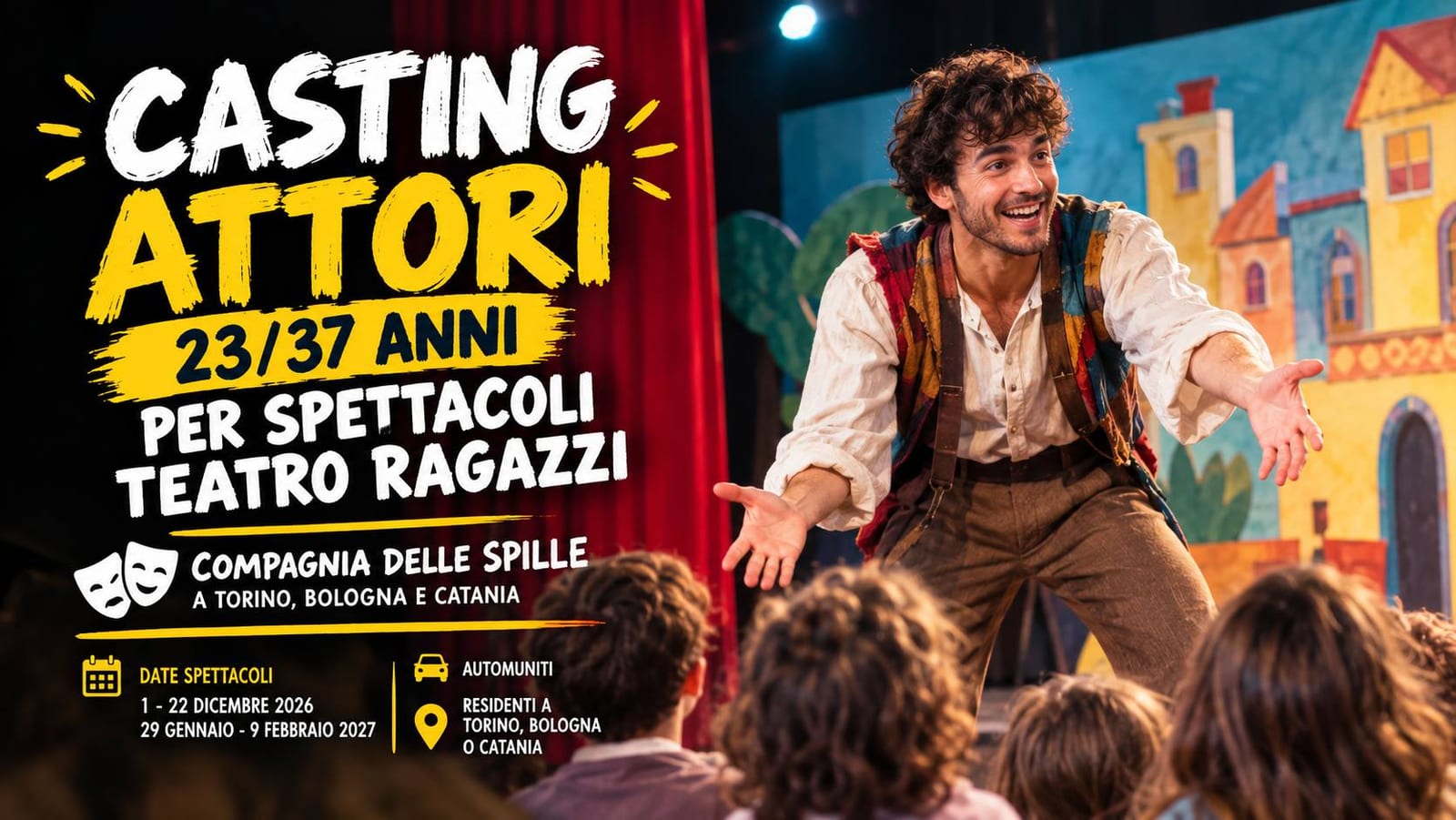 Casting attori 23/37 anni per spettacoli teatro ragazzi a Torino